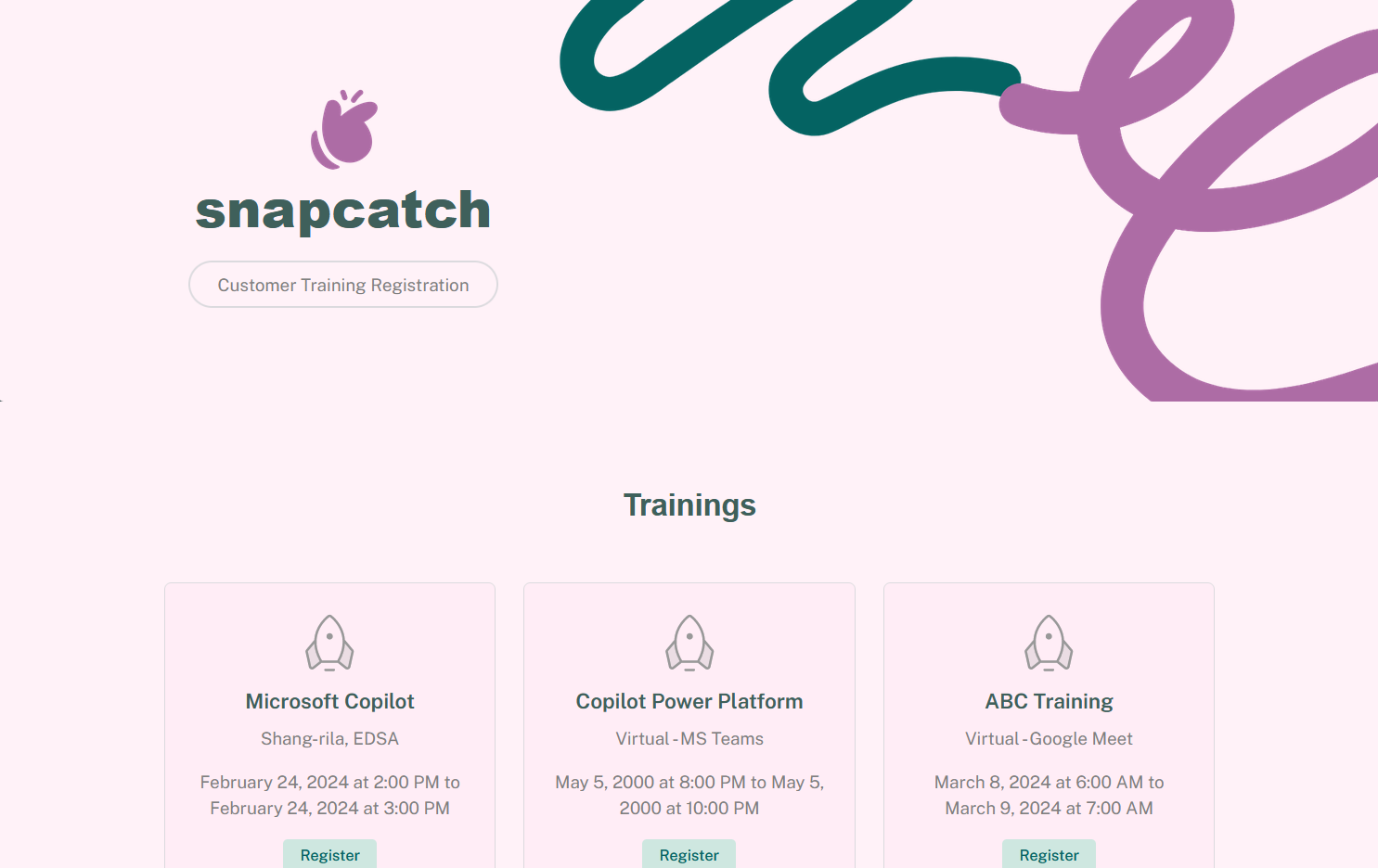 SnapCatch: Customer Training Registration